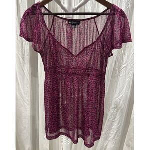 VTG Self Esteem Babydoll Top Sheer Floral Fairy Grunge Whimsigoth Mall Y2K Small